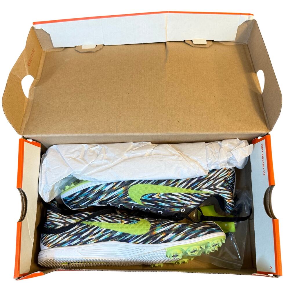 Nike Track Spikes Zoom Rival Distance 8 Racing Shoe Volt Black Women’s Size 9 - Picture 2 of 8
